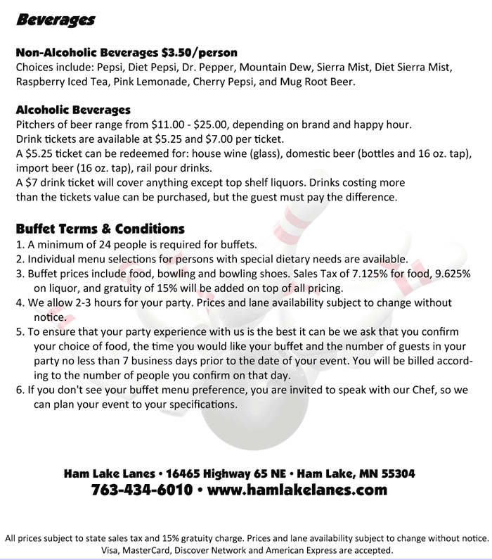 Food Restaurant Ham Lake Lanes Ham Lake, MN