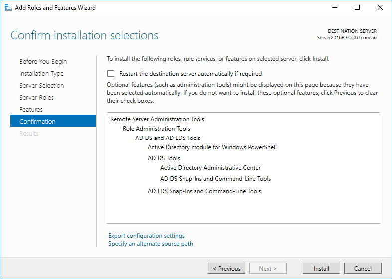 How to install Active Directory Management Tools on Windows Server 2016