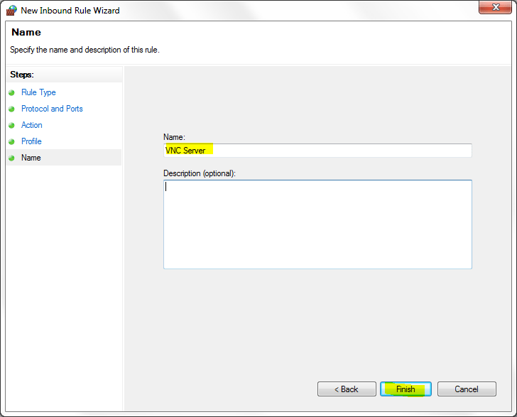 How to allow VNC Server through the Windows Firewall with Advanced