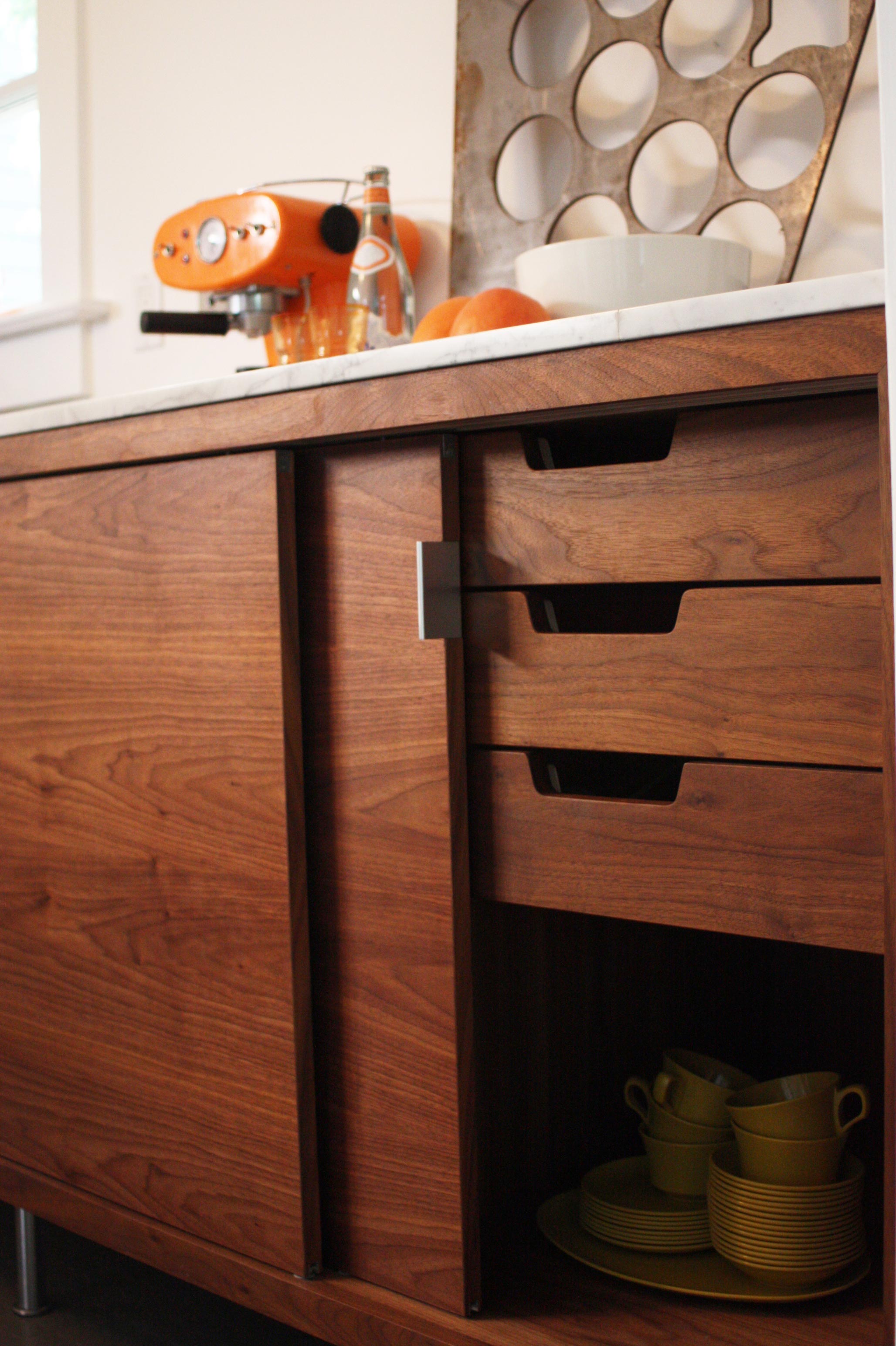 Sliding Drawers in Compact Kitchen Remodel Hammer & Hand
