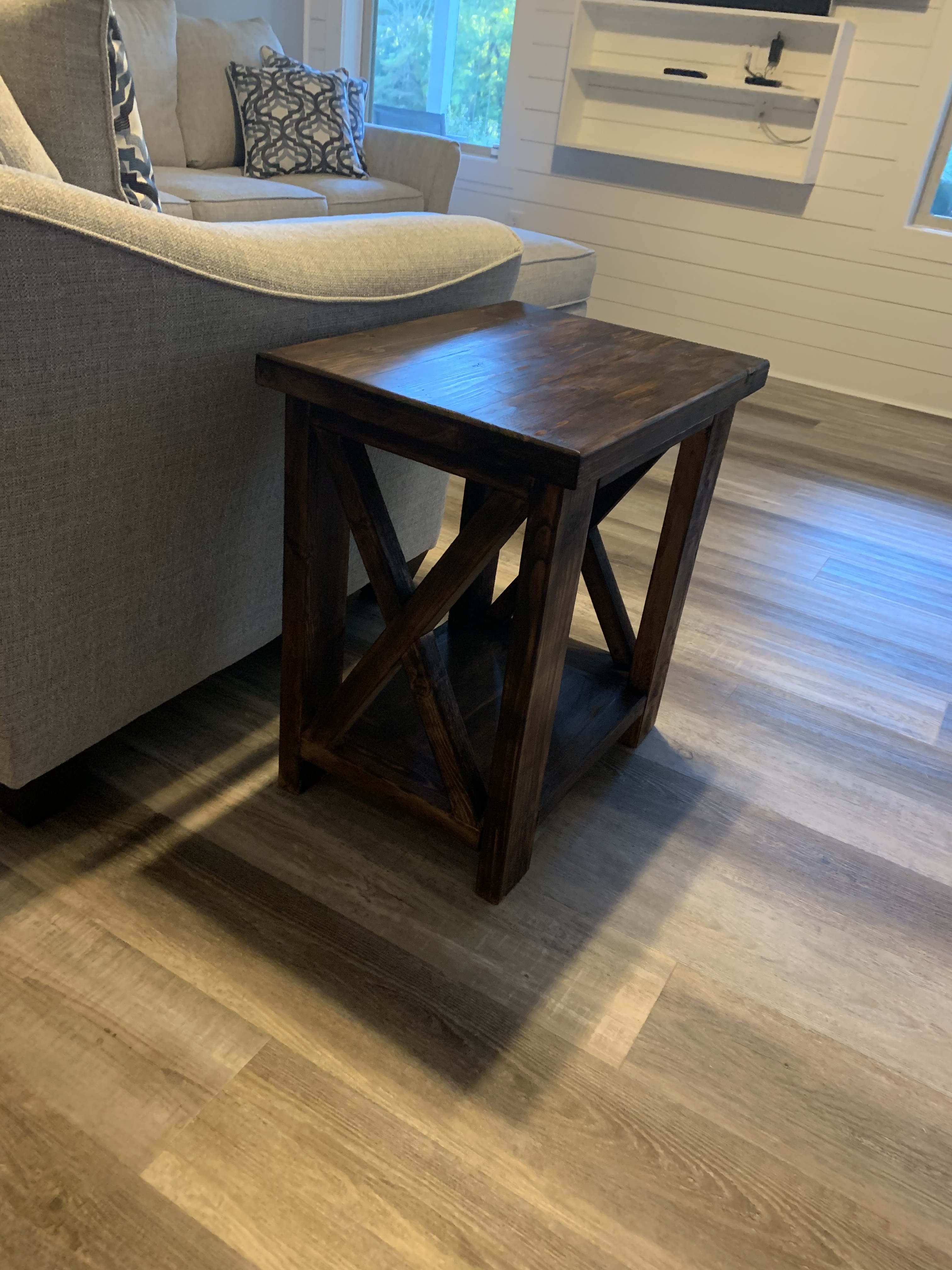 Farmhouse “X” Side Table It's Hammer Time