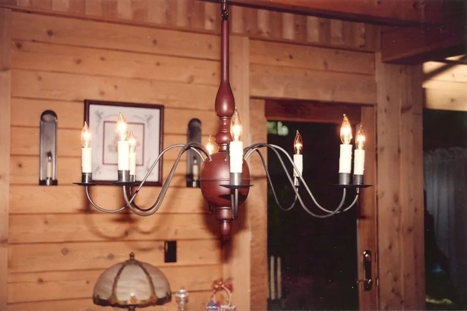 Country Wooden Chandeliers Colonial Handcrafted Lighting