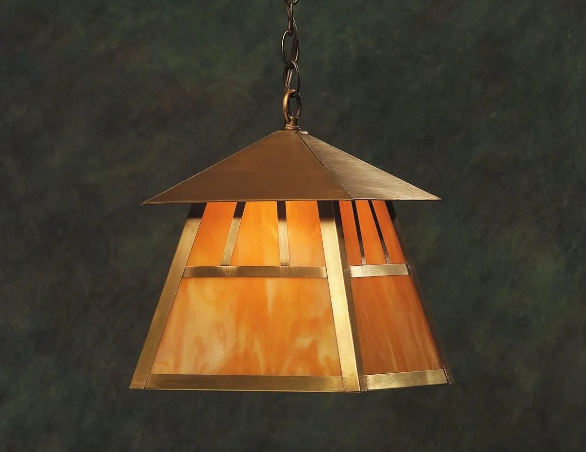Craftsman Style Brass Hanging Lantern Arts & Crafts Lighting