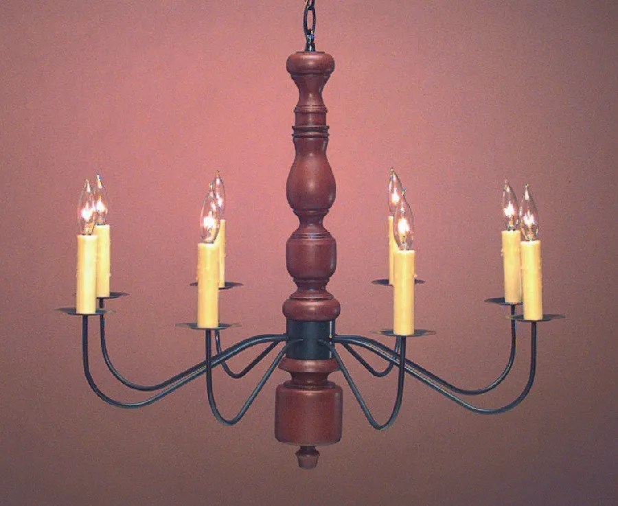 Colonial Home Wooden Chandelier Handcrafted Period Lighting