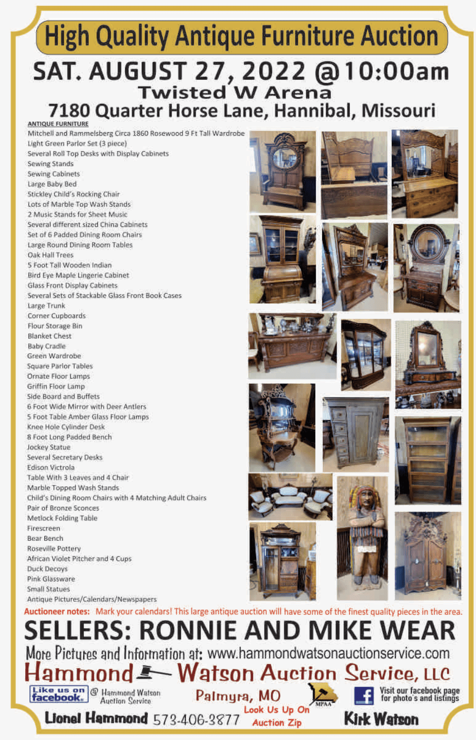 LARGE ANTIQUE AUCTION Hammond Watson Auction Service