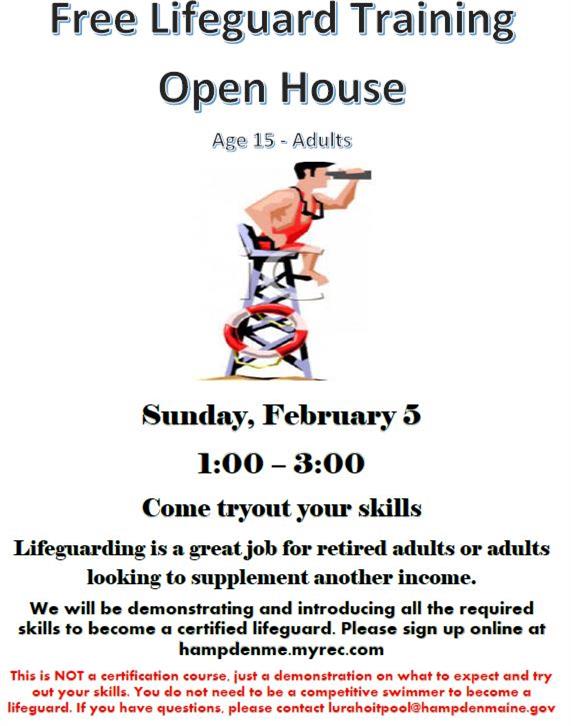 Hampden Recreation Department and Lura Hoit Memorial Pool Lifeguard