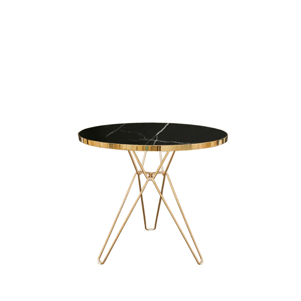 MILAN SIDE TABLE GOLD / BLACK MARBLE Hire For Weddings & Events