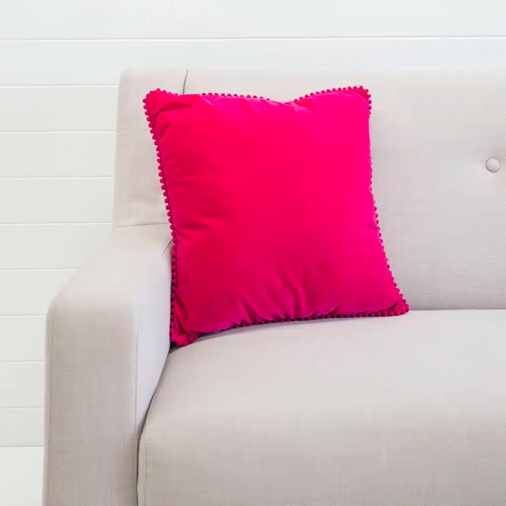 FUCHSIA VELVET CUSHION Hire For Weddings & Events Hampton Event Hire