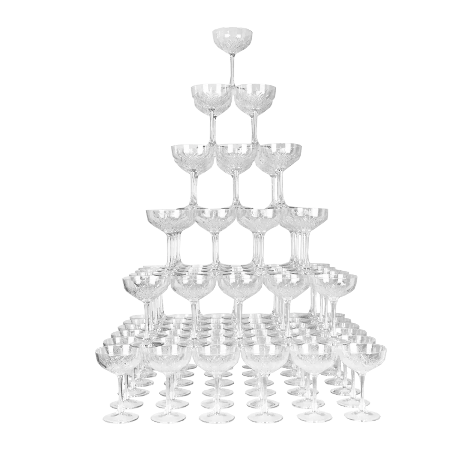 Crystal Cut Champagne Tower 6 Tier Hire For Weddings & Events
