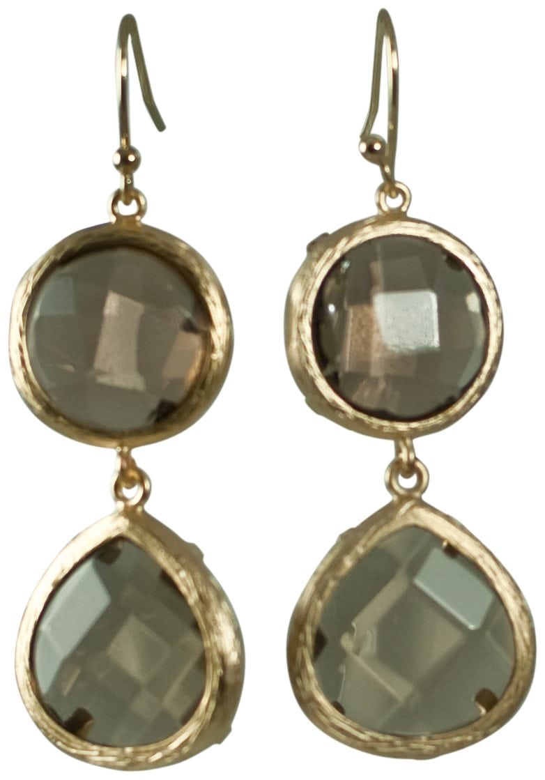 GRAY QUARTZ/SEMI PRECIOUS DOUBLE STONE DROP/DANGLE EARRING eBay