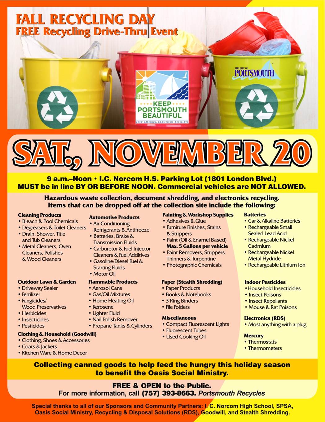 Portsmouth’s Fall Recycling Day on Saturday, November 20 Hampton Roads Messenger