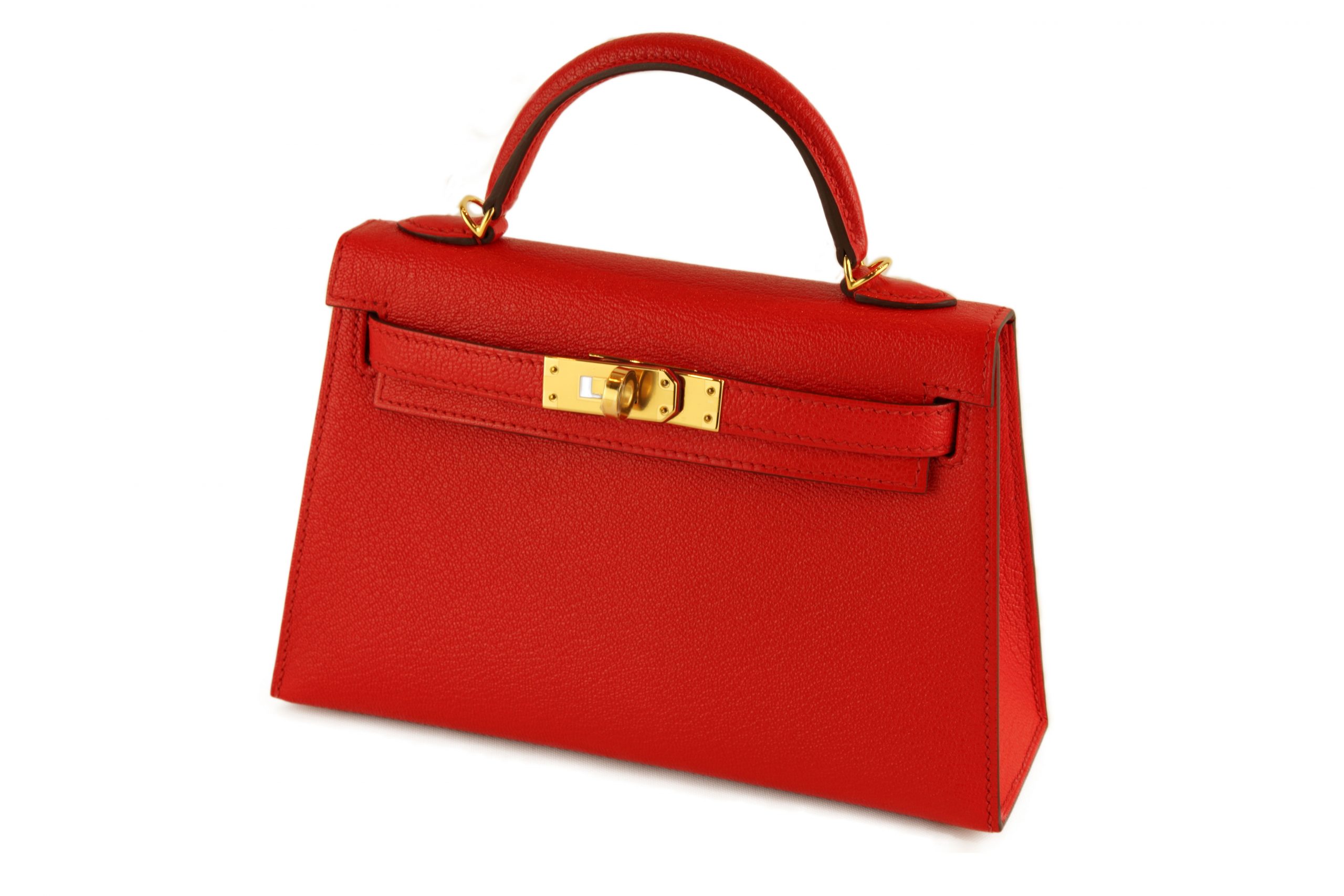 Hermès Kelly Sellier Mini II Chevre Mysore Rouge De Coeur GHW Handbag Spa & Shop