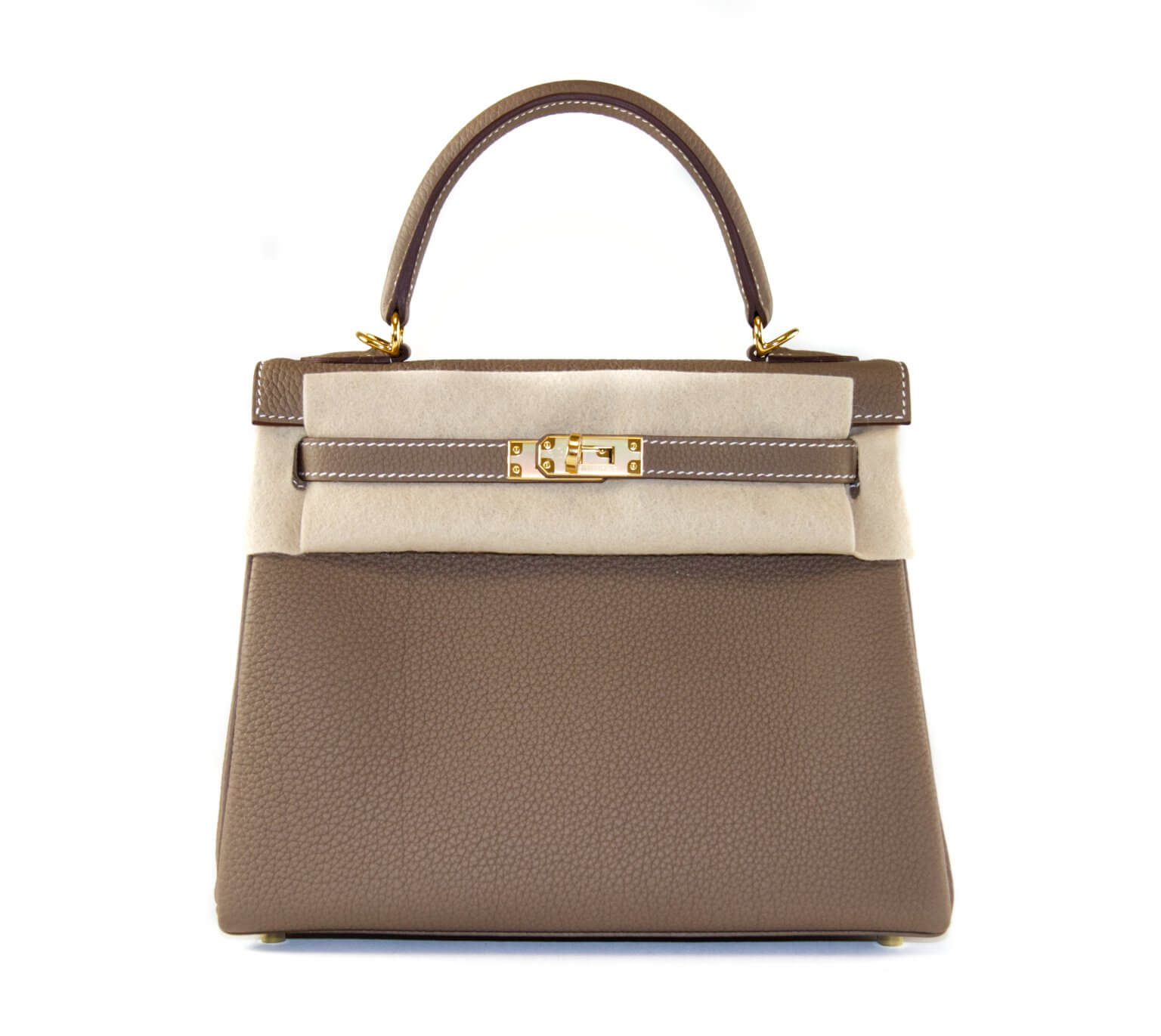 Hermès Kelly 25 Togo Etoupe Goldene HW Handbag Spa & Shop