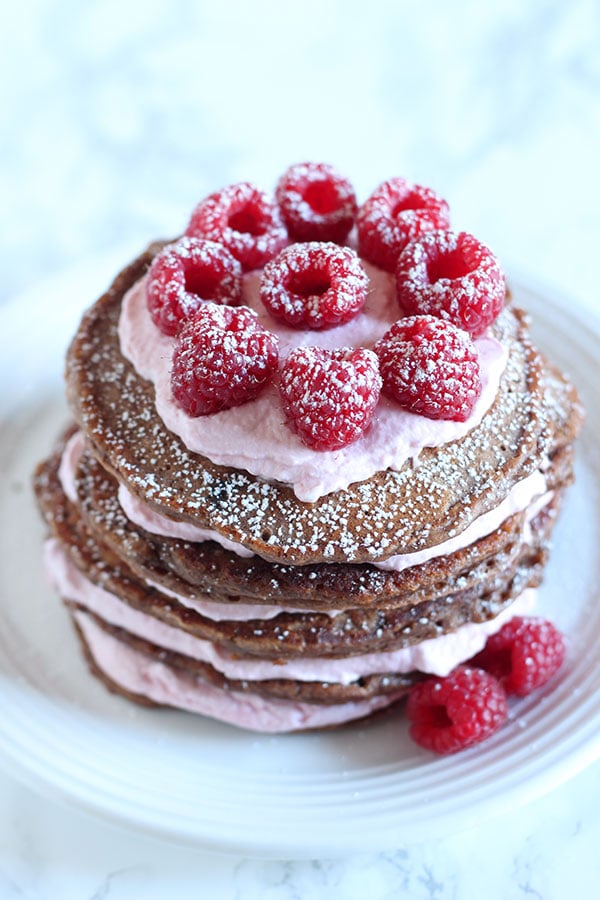 Chocolate Raspberry Pancake Cake Handle the Heat