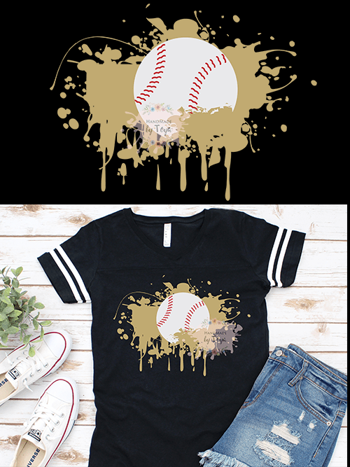 Baseball Drip Splash SVG, DXF & PNG Handmade by Toya