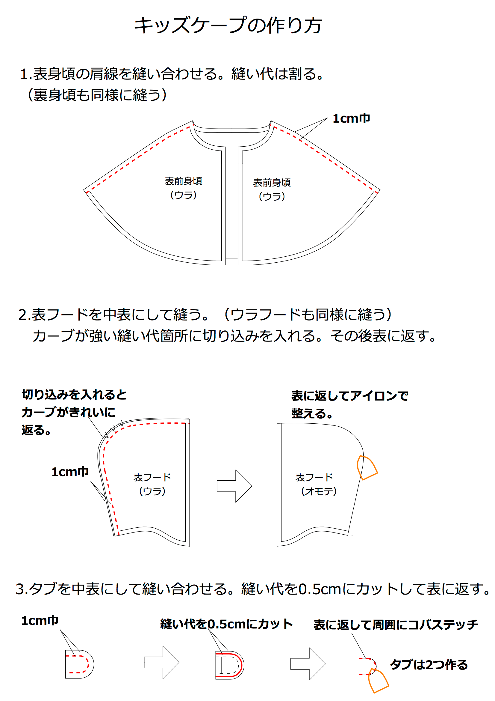 【子供服】ケープ＆ポンチョの無料型紙と作り方 ヘルカハンドメイド