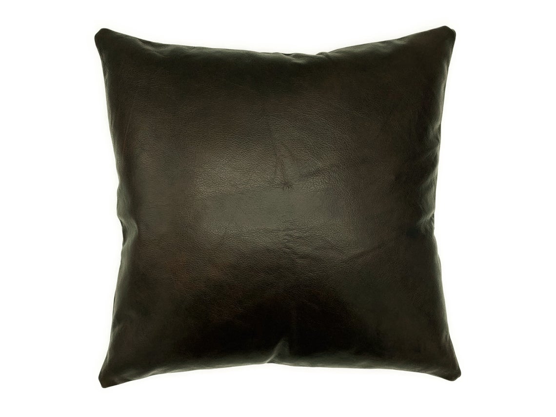 New Dark Brown Full Leather Pillow Cover Luxury Leather Cushion, Real