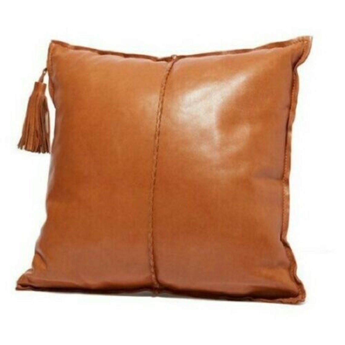 New Pure leather Square pillow Mango Tan , Leather Cushion Square Cover
