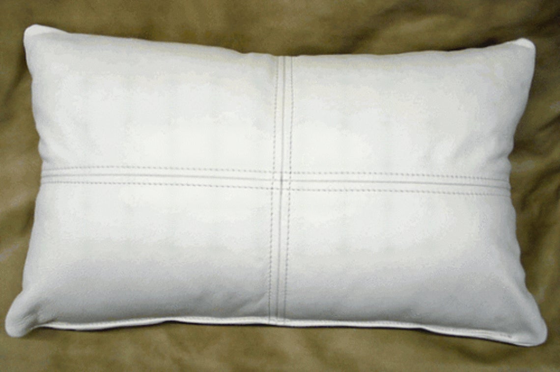 White Colored Genuine Leather Cushion Cover Leather Pillow Case, Plain