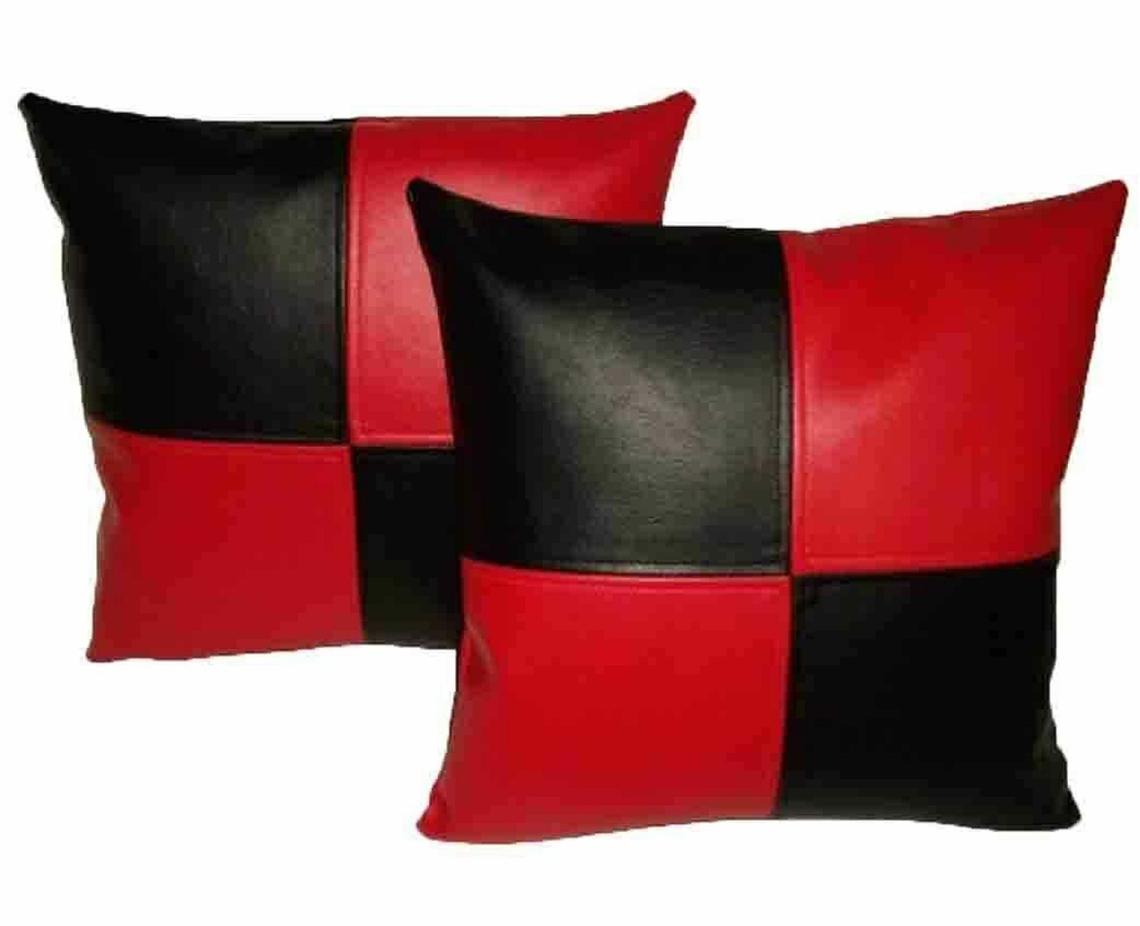 New Genuine Leather red & black Pillow cover Luxury Leather Cushion