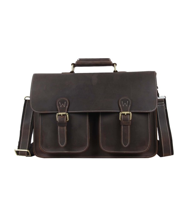 HANDMADE DOUBLE POCKET BROWN MESSENGER BAG Hand Made Leather ShopHand