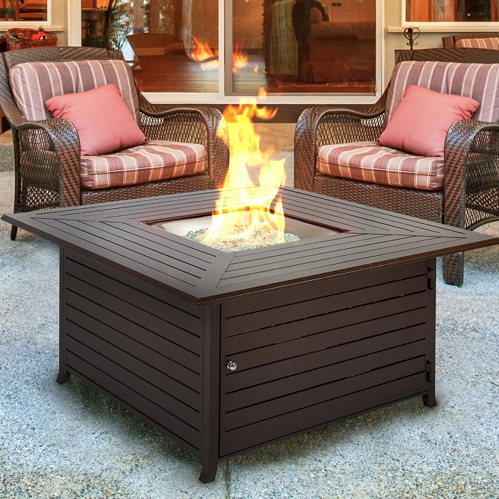 Best Choice Products BCP Extruded Aluminum Gas Outdoor Fire Pit Table