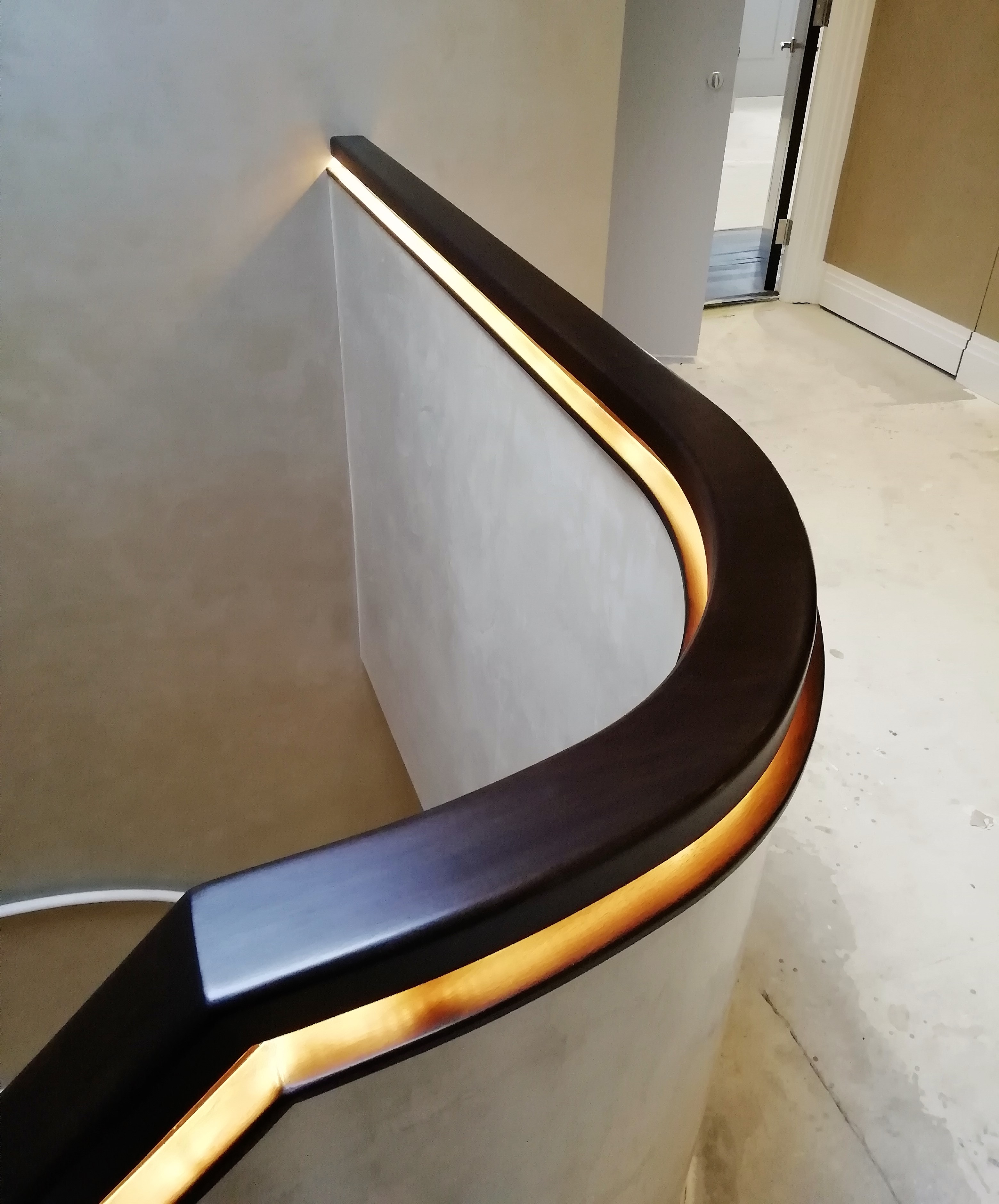 LED Lighting in Bespoke Walnut Handrails Handrail Creations Ltd