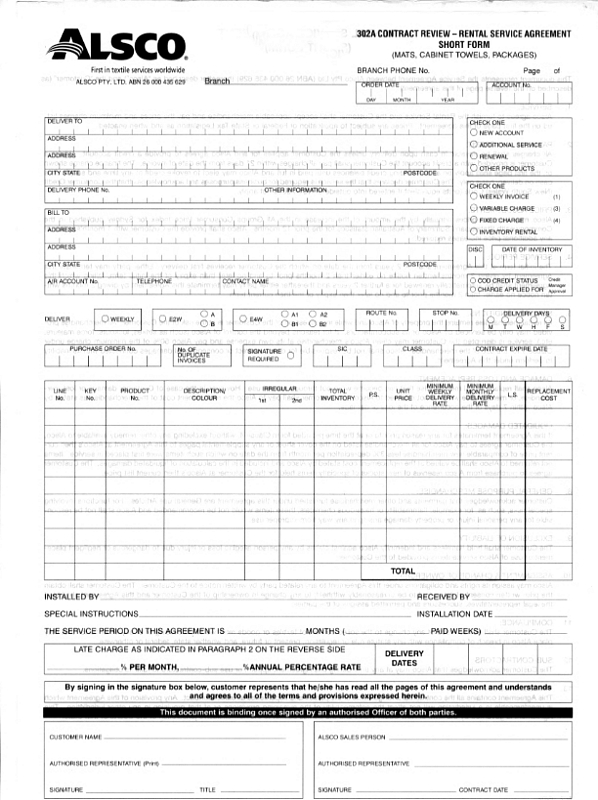 Contract Review Pad Short Form 302 A RSASF 50 sets in triplicate