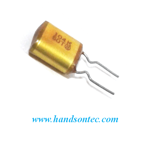 100nF50V Plastic Polyester Film Capacitor 5pcs/pack HandsOn Tech