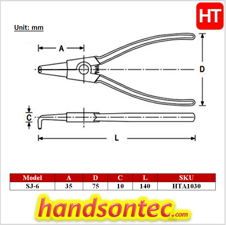 Circlip Plier Length=140mm External HandsOn Tech