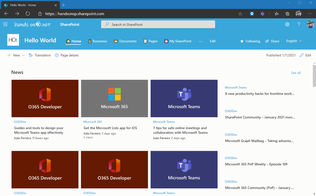 Hide the navigation and the header in modern SharePoint pages HANDS