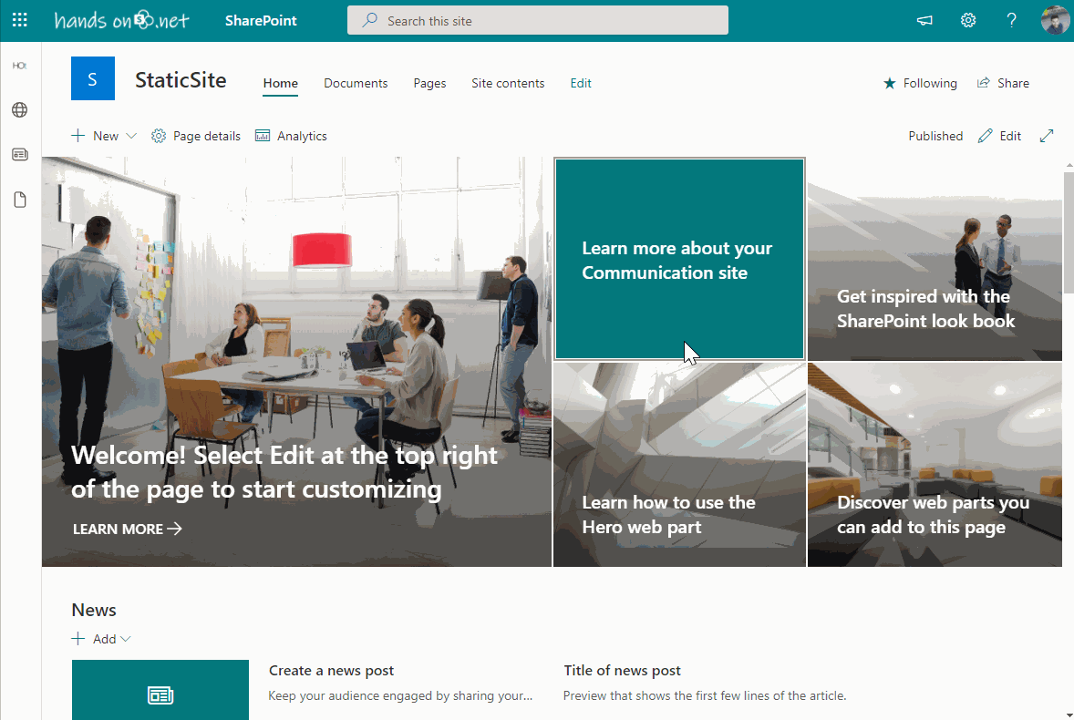 How to host static HTML sites on modern SharePoint site collections
