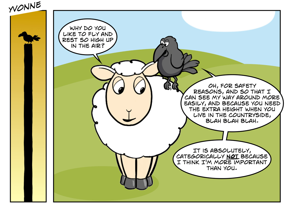 Aloft / aloof? Yvonne the sheep, a web cartoon / comic
