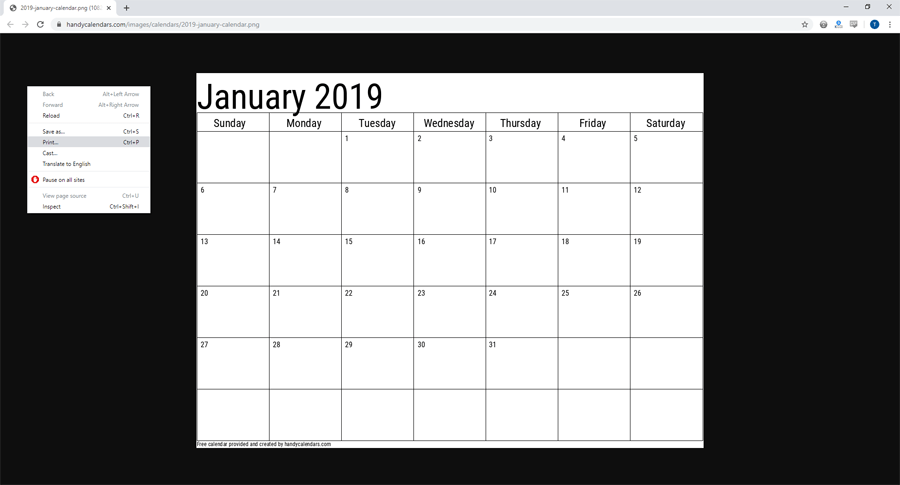 How to Print a Calendar - Handy Calendars