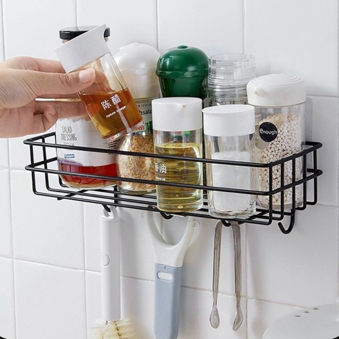 Basic Wire Shelf with Hooks Handy Housewife