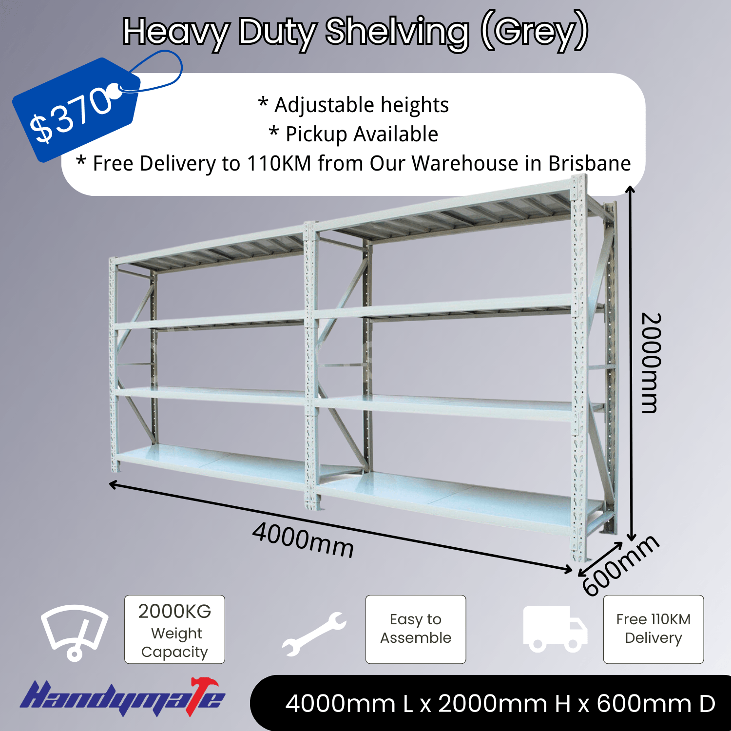 [Free Delivery] 4Mx2Mx0.6M 2000KG Garage Warehouse Steel Storage