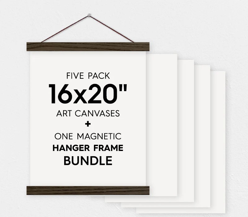 16x20" Canvas Bundle Pack of 5 Art Canvas Sheets and Wood H