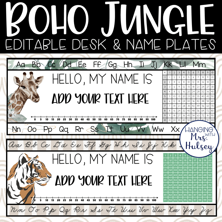 Boho Jungle Desk Name Tags My WordPress