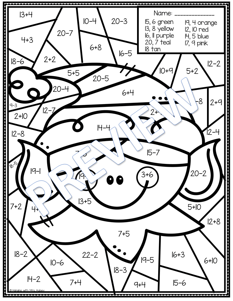 Christmas Color by Number Addition and Subtraction My WordPress