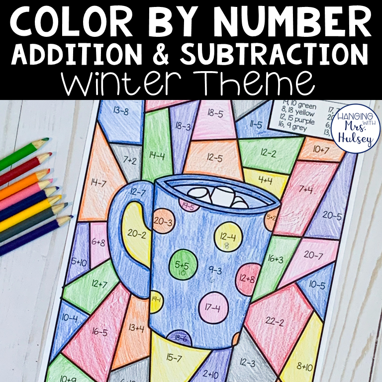 Winter Color by Number Addition and Subtraction My WordPress