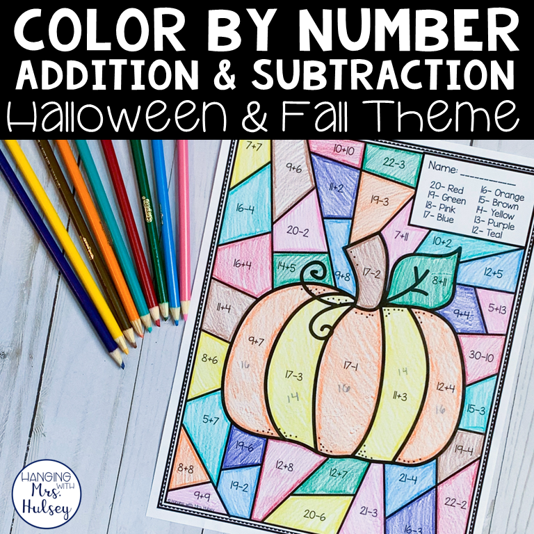 Fall Color by Number Addition and Subtraction My WordPress
