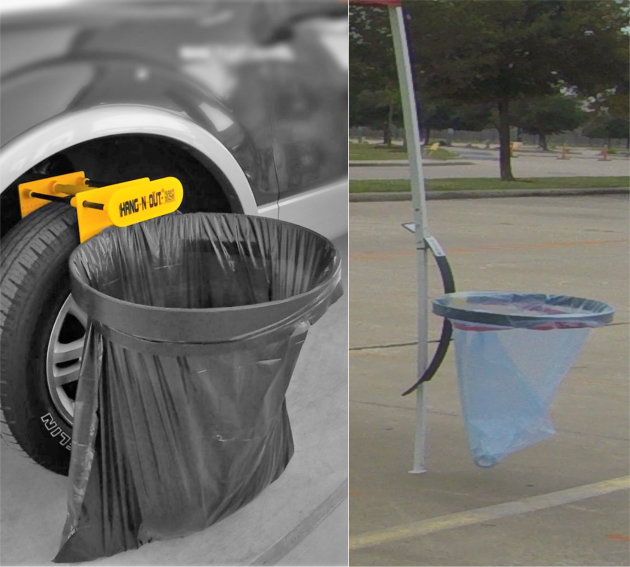 The Portable Outdoor Trash Can Perfect for Tailgating and Camping Hang