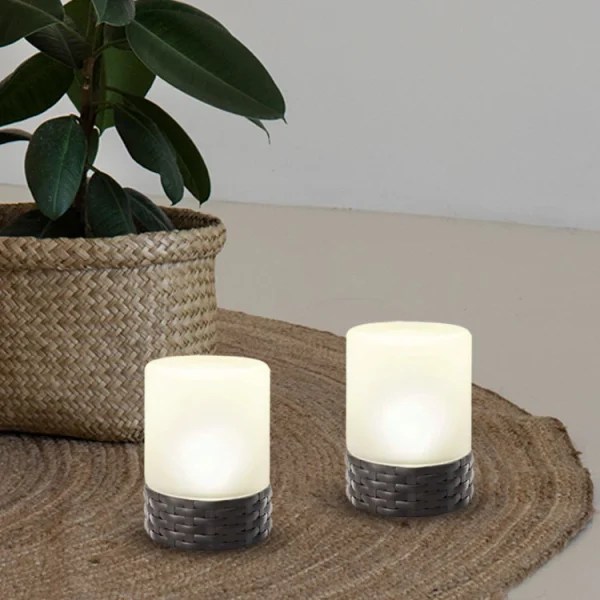 Battery Glass Rattan Table Light Hanko