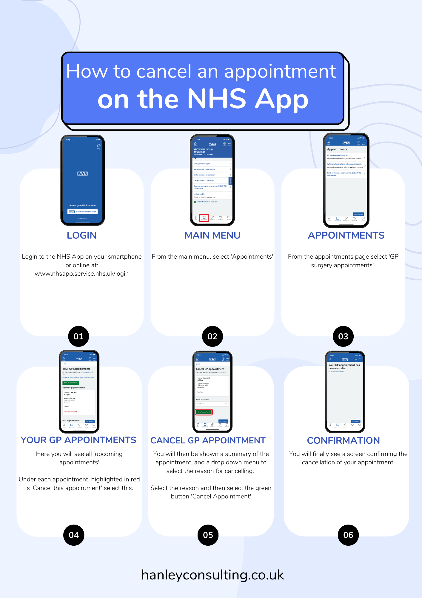NHS App How to Cancel an Appointment Hanley Health Ltd