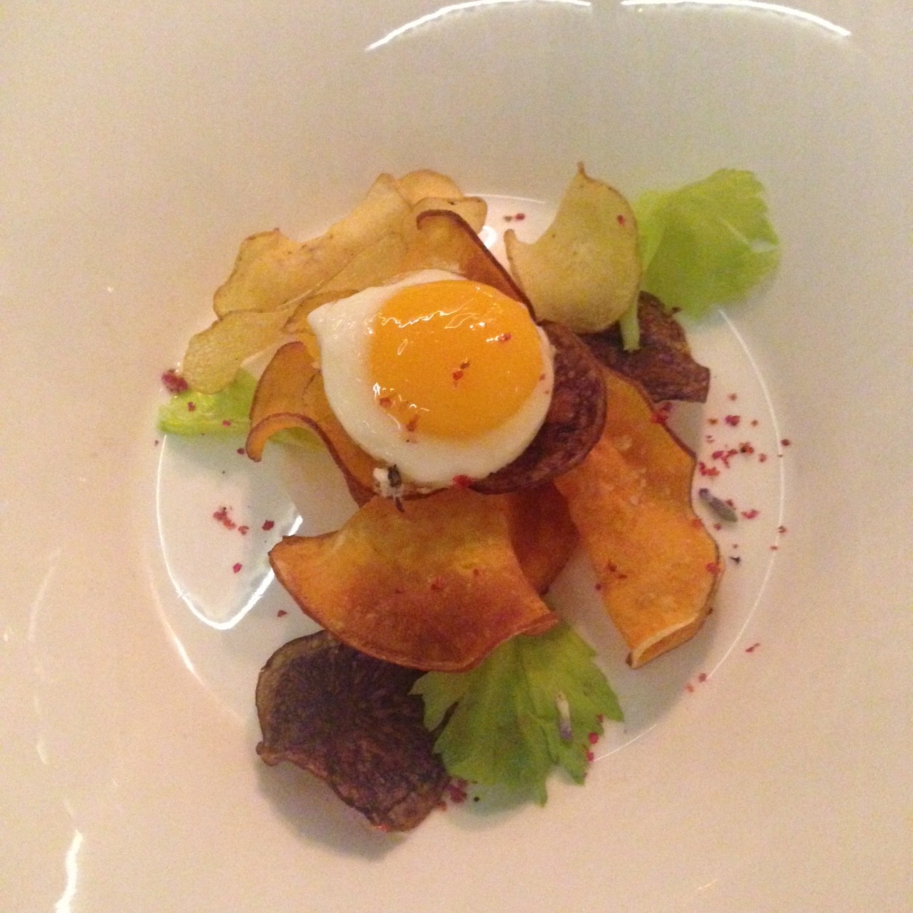 Amuse bouche quail egg on root vegetables Hanna Diabetes Expert