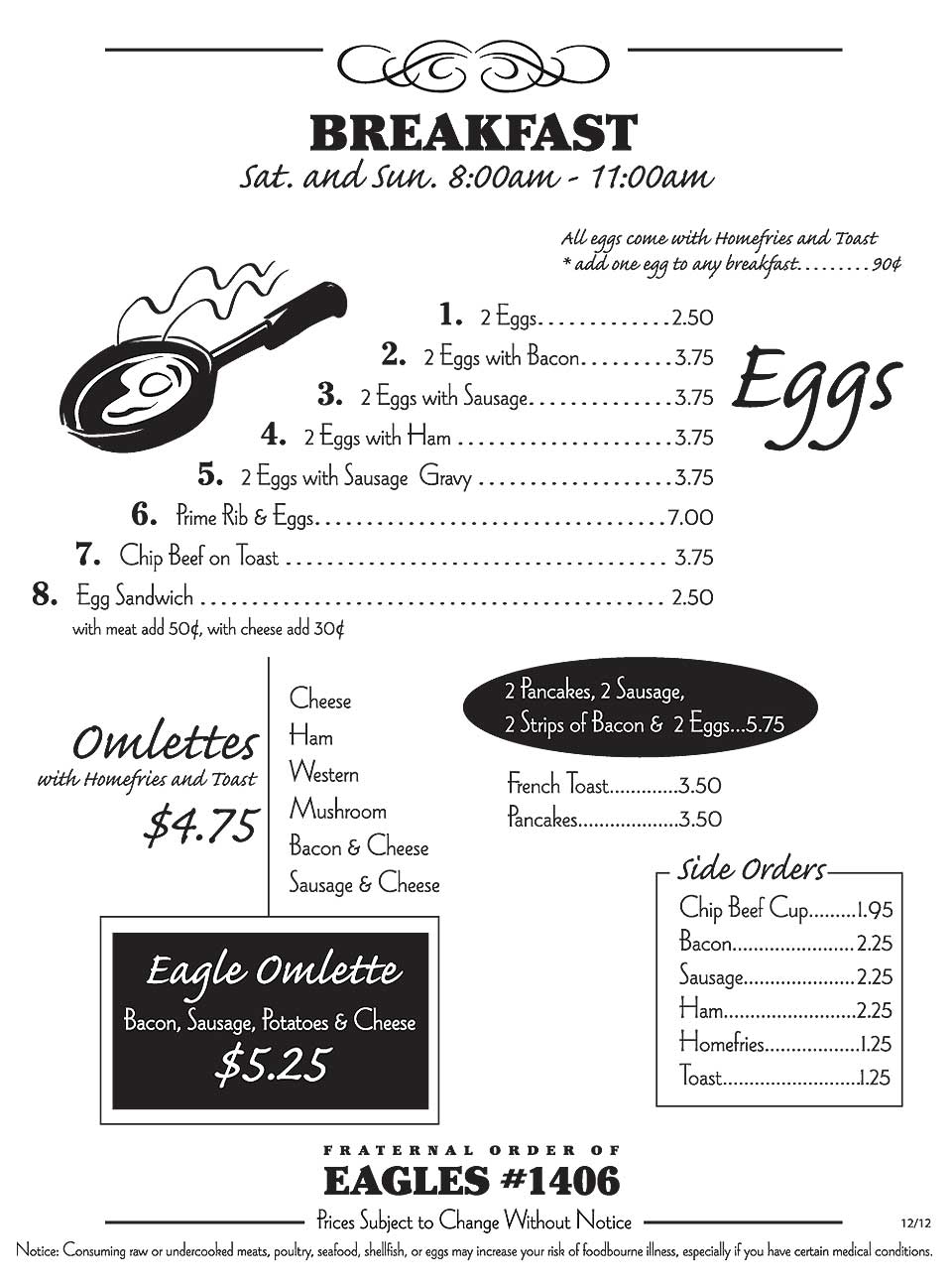 Menus for the Hanover Eagles for you to view!