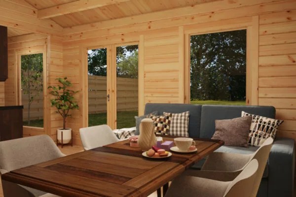 Blockhaus mit Badezimmer Schweden C 23m2 / 6 x 4 m / 70mm Hansa
