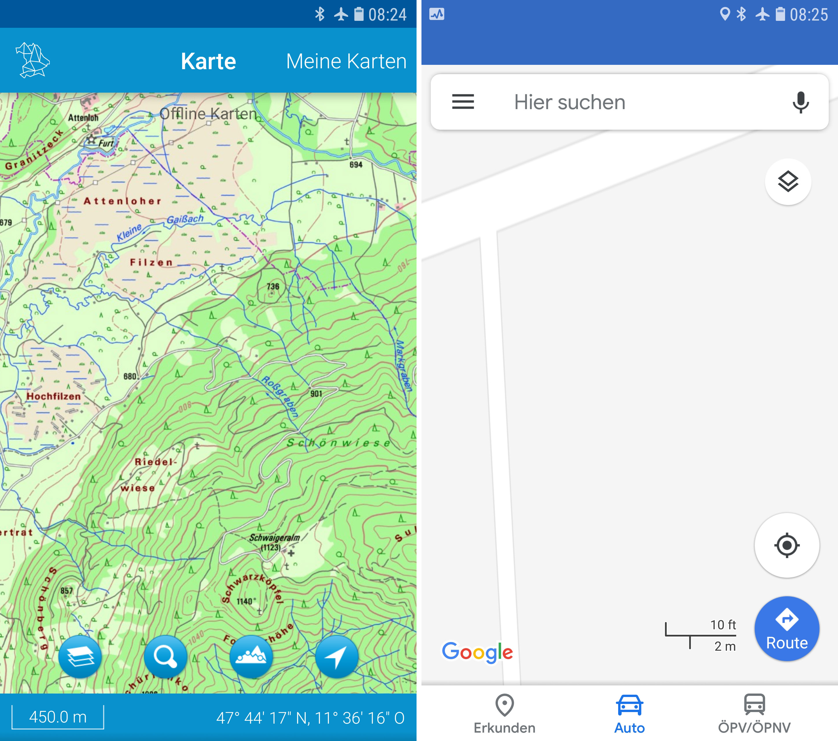 Google Maps Topografisch AppKritik BayernAtlas (LandkartenApp) 4/10 Sterne HansBlog.de