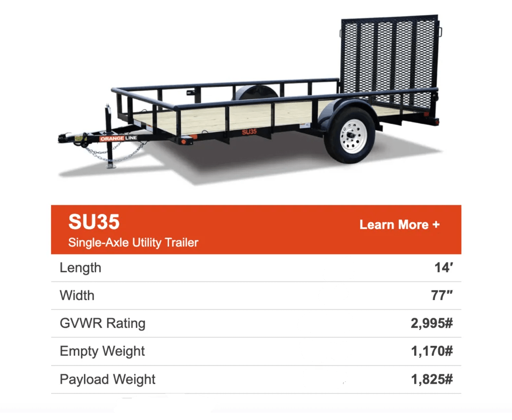Trailer 352 14′ Standard Utility Trailer (Single Axle) Hanson