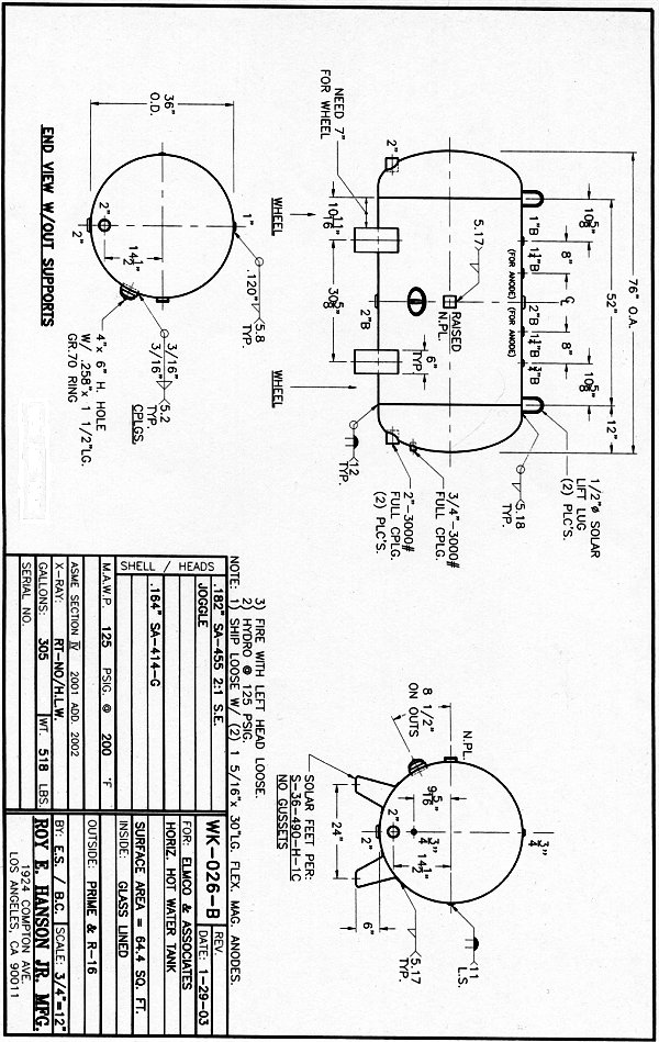 Horizontal Water Tanks 30500 Gallon WK026B Hanson Tank Asme Code Pressure Vessel Mfg